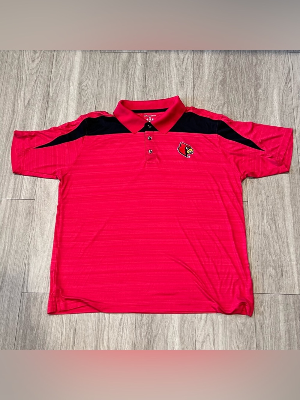Champion Louisville Cardinals Polo XL Red Black Performance Golf NCAA